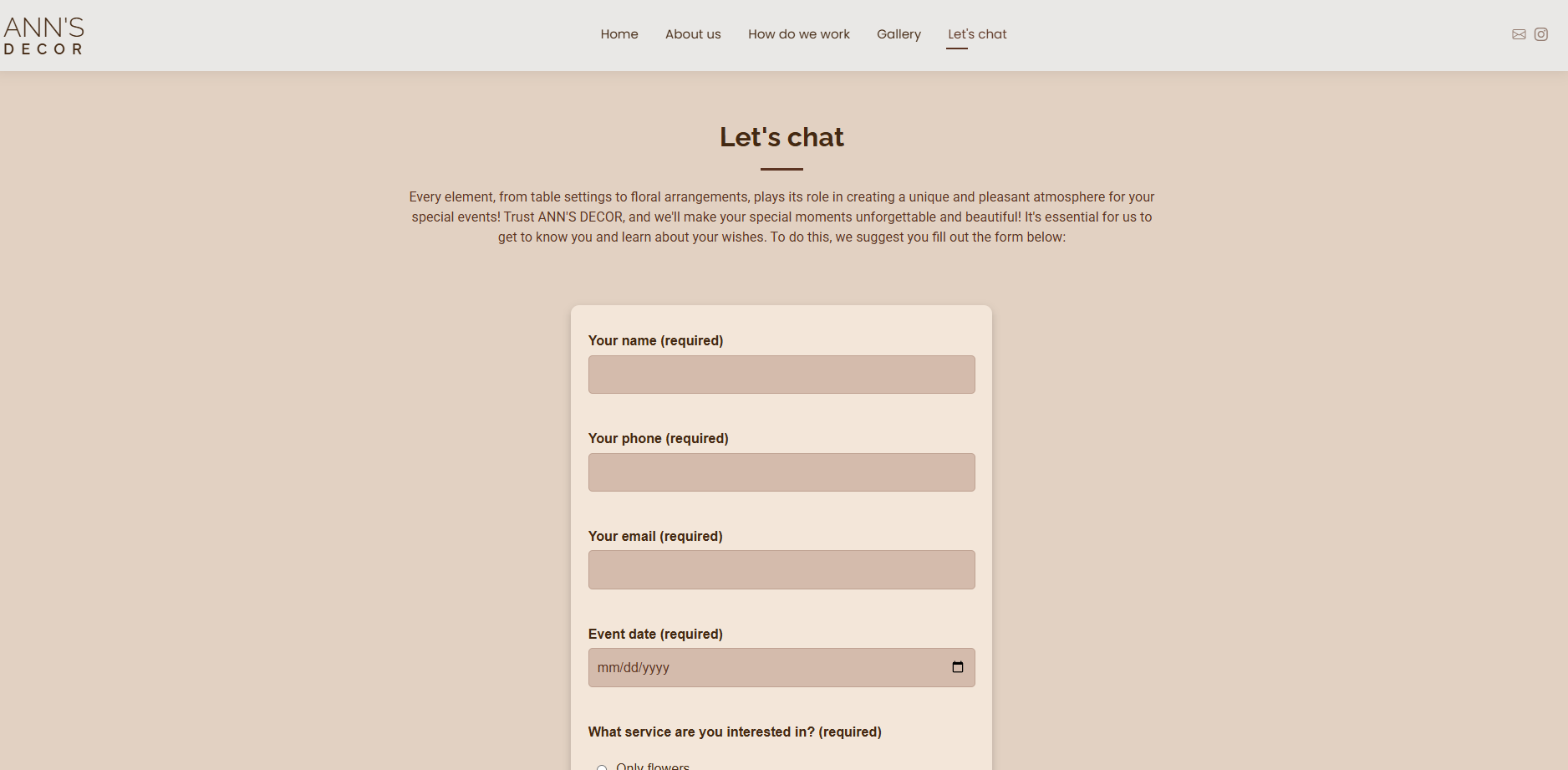 Ann's Decor - contact form
