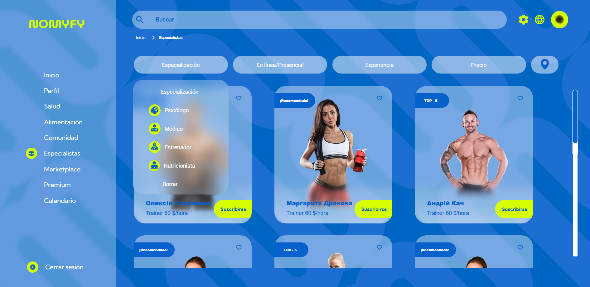 Nomyfy - extended dashboard layout